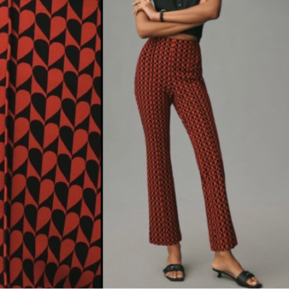 Anthropologie RARE Heart Print ❤️ The Margot Kick-Flare Cropped Pants by…